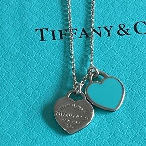 Tiffany & Co. Silver Necklace with Turquoise Heart Charms